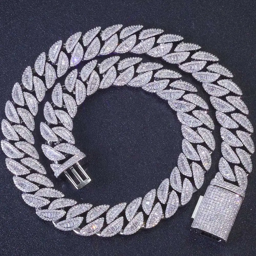 ESKEEM 20MM Miami Cuban Chain Diamond Necklace For Men Women Mixed Inlay Iced Out Hip Hop Link Choker Fashion Jewelry ﻿