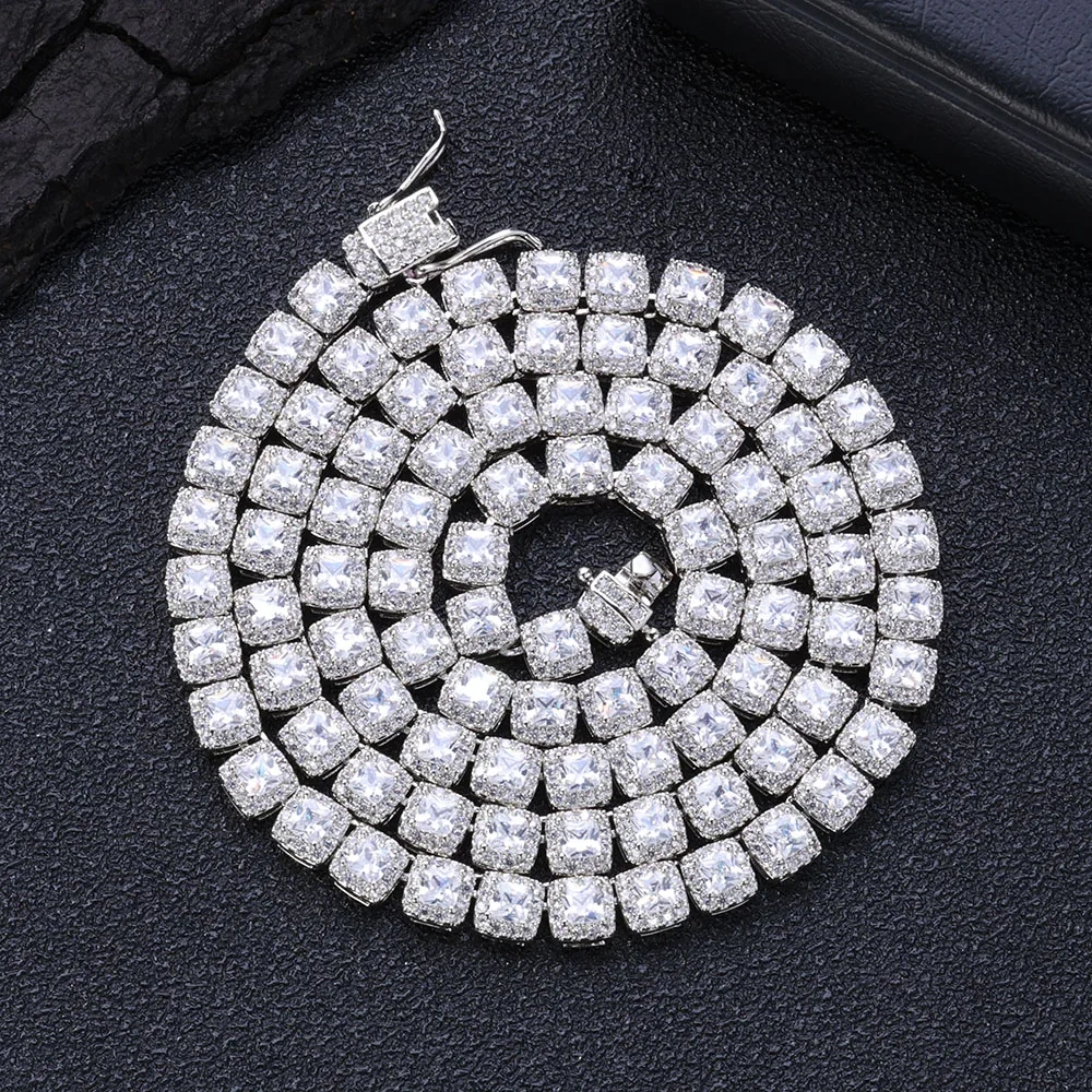 Women's 5mm Full Diamond Cuban Chain Hip Hop Rock Sugar Chain Personalized Splicing CZ Bling Tennis Chain Valentine's Day Gift