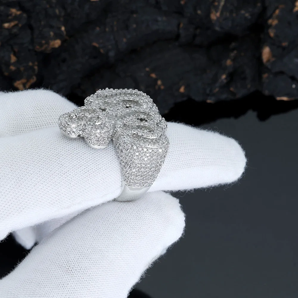 Hiphop Fashion Jewellery Women Allah Design Ice Out Ring With Crown Brass CZ Diamonds bague hommes 18K Gold Plaed