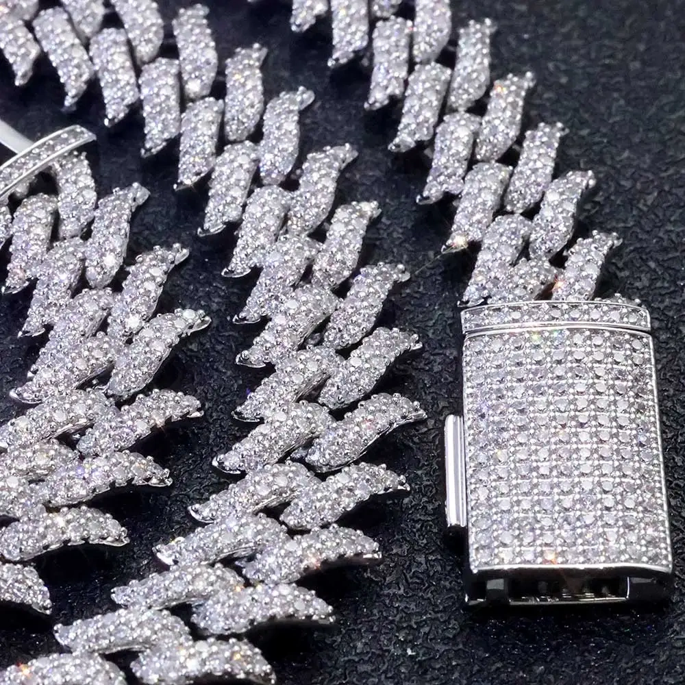 New Design Spiked Thorn Iced Out Bracelet Bling Full Pave Zircon Miami Cuba Link Chains Hip Hop Style Necklace