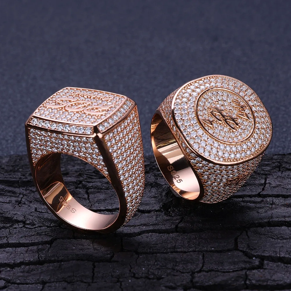 Hip Hop Jewelry Moissanite 925 Sterling Silver Rings Iced Out Diamond Personalized Custom Logo Letter Rings For Men Women