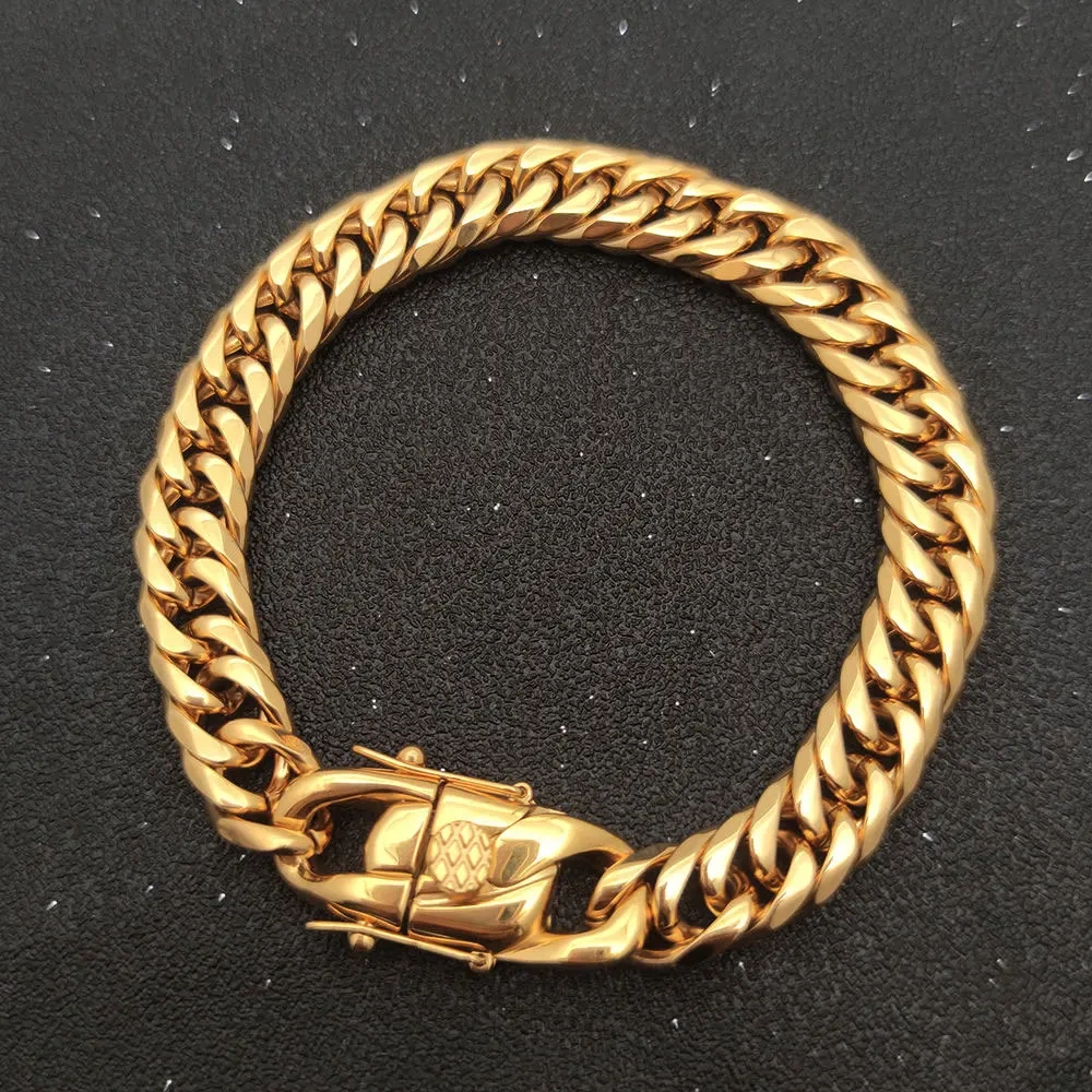 ESKEEM New Style Hip Hop Fashion Jewelry Miami Cuban Link Chain Stainless Steel Bracelet For Men Drop Shipping