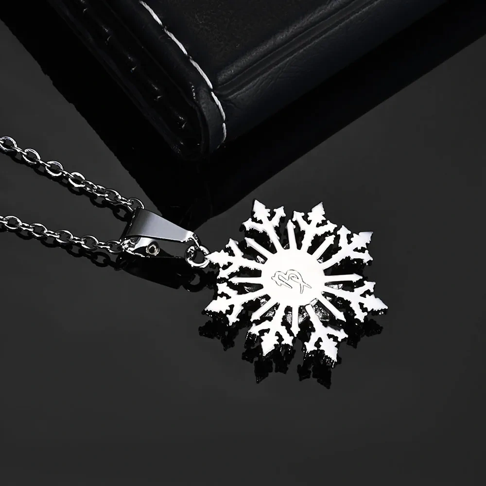 ESKEEM Fashion Christmas Jewelry Sparkling Snowflake Pendant With Roses Flowers Full Diamond Pendant Necklace Jewelry Present