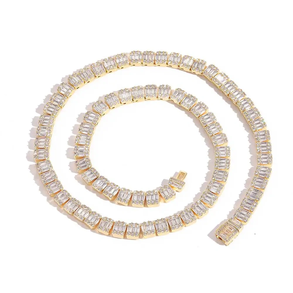 Hot style 8mm Luxury Rock Sugar Tennis Chain Miami Cuban Chain for Men Hip Hop Necklace