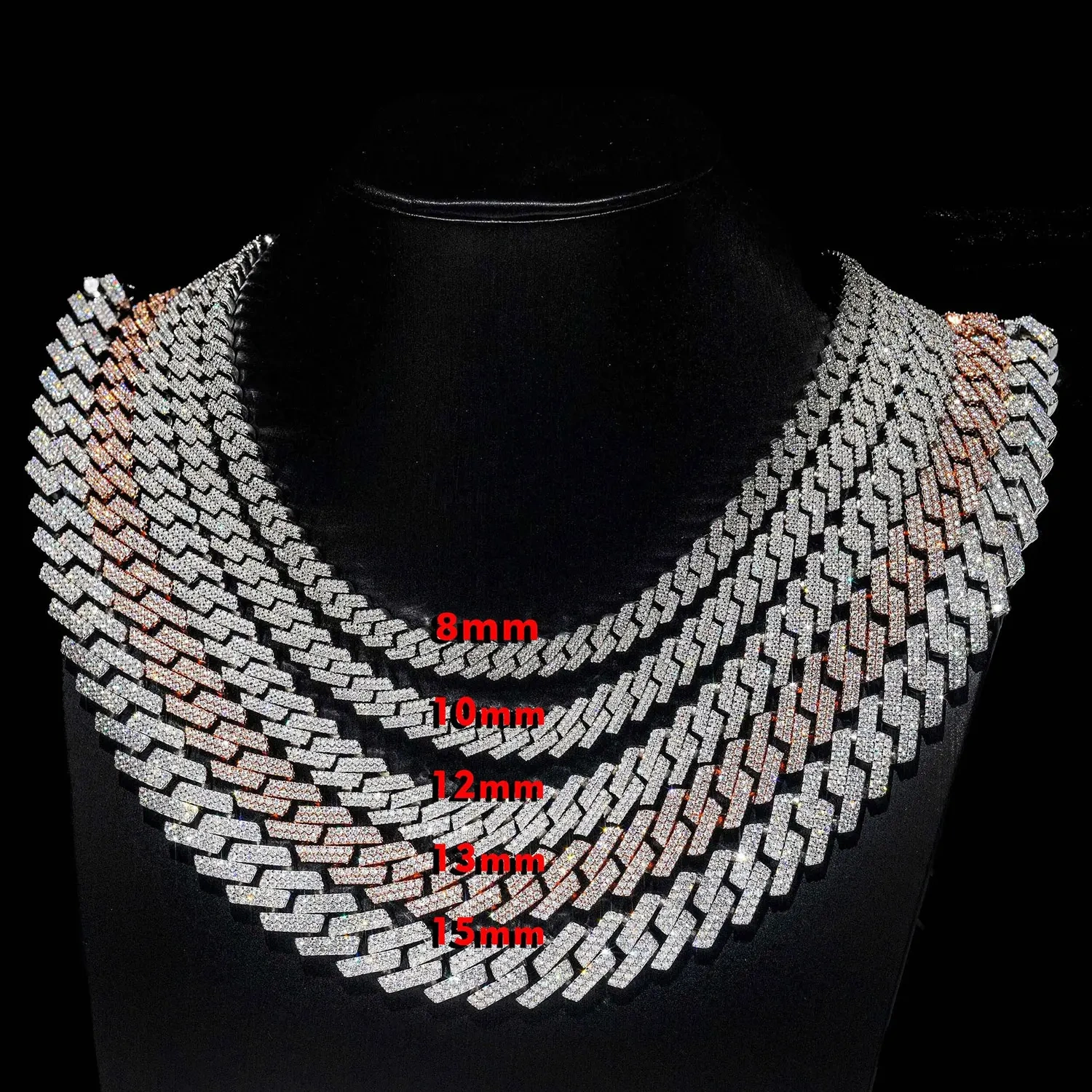 Drop Shipping Hip Hop Cuban Link Chain Necklace Silver/18k Gold Plated 10/12/14/15/20mm Iced Out Diamond CZ Gift for Him/Her