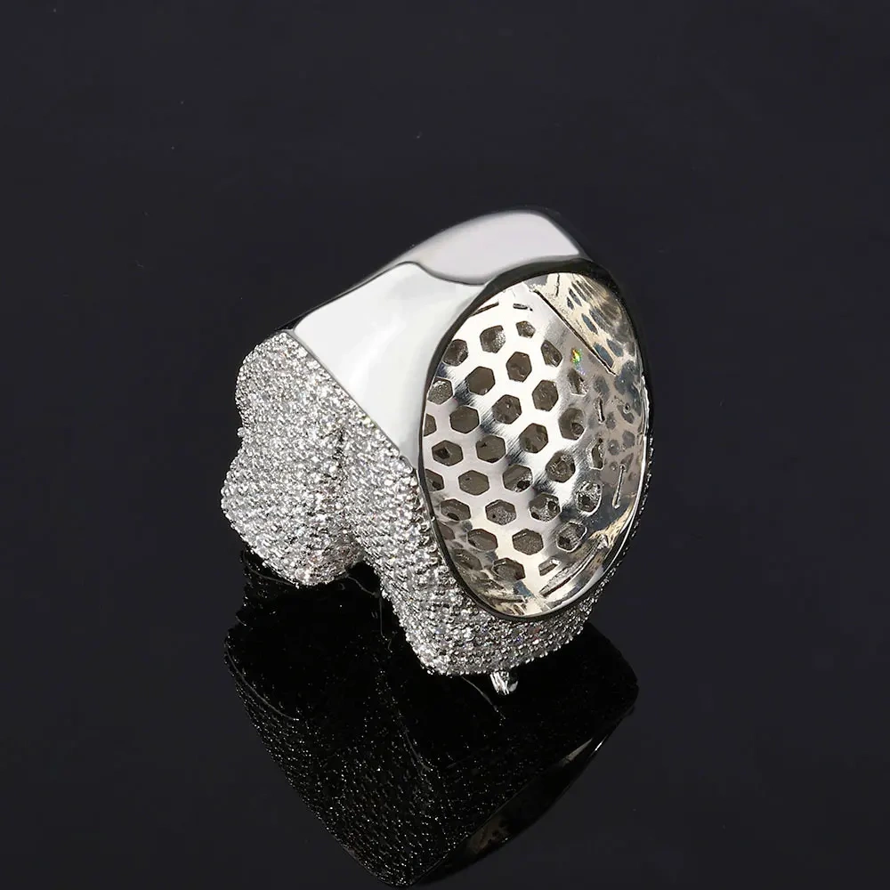 ESKEEm Hip Hop Rapper Jewelry Shiny Religious Cross Jesus Ring for Men Micro Pave Iced Out Cubic Zirconia Cross Ring Party Gift