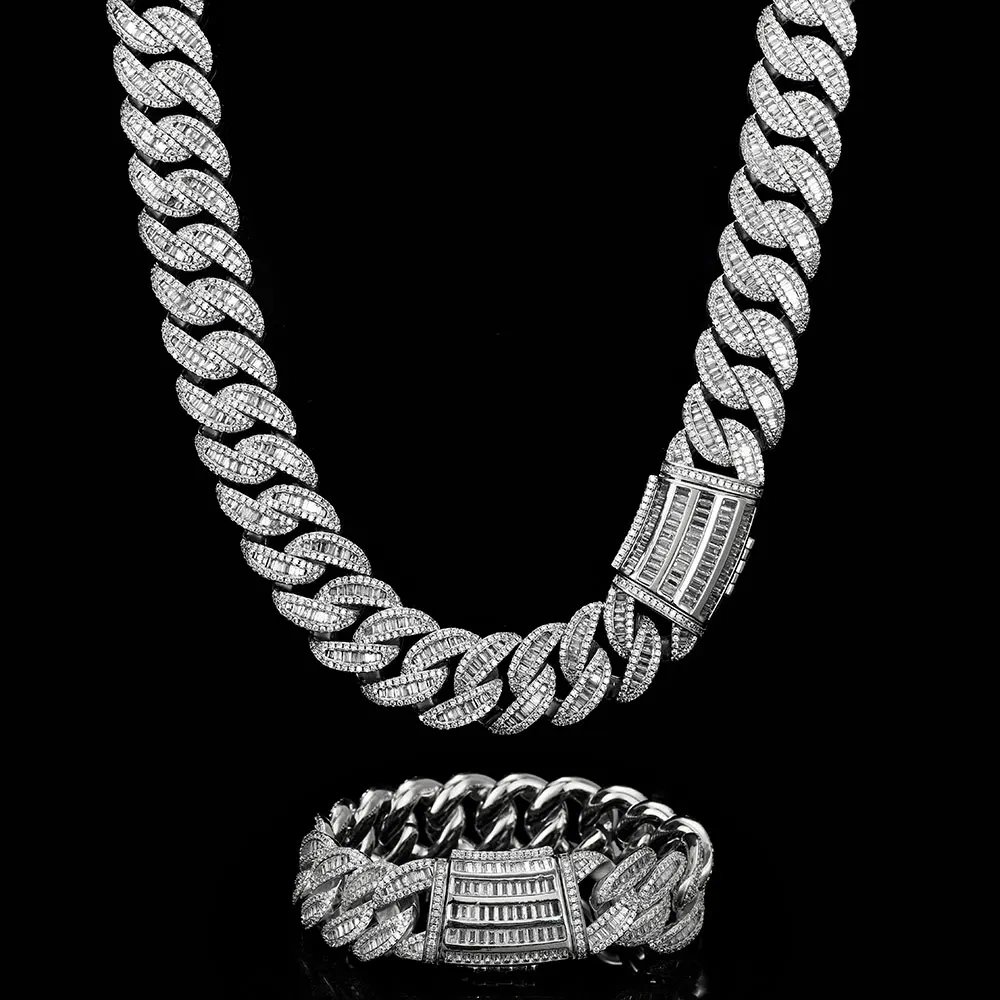 Hip Hop 20mm Mixed Inlay Cuban Link Chain Miami Men Rapper Jewelry Iced Out Necklace