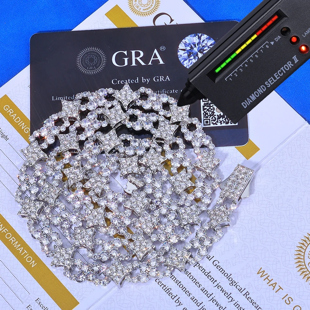 ESKEEM Moissanite Necklace 925 Silver Iced Out VVS Four Pointed Star Infinite Symbol Design Bracelet Hip Hop Fine Jewelry