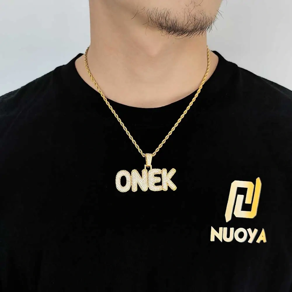 Trendy Hip Hop Pendant Custom Name Letter Splicing Bling High Quality Iced Out Jewelry For Men's Necklace