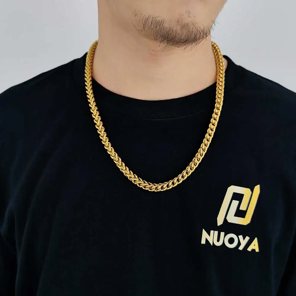 Hip Hop Jewelry PVD Plated Mens 6mm Stainless Steel Franco Rope Chain Necklace 16-26“ For Men Women Gift