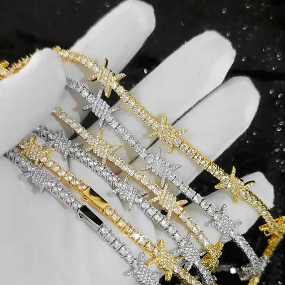 Hip Hop Spring Buckle Thorn Tennis Chain Jewelry High Quality Iced Out Zircon Tennis Chain Necklace For Girl Drop Shipping