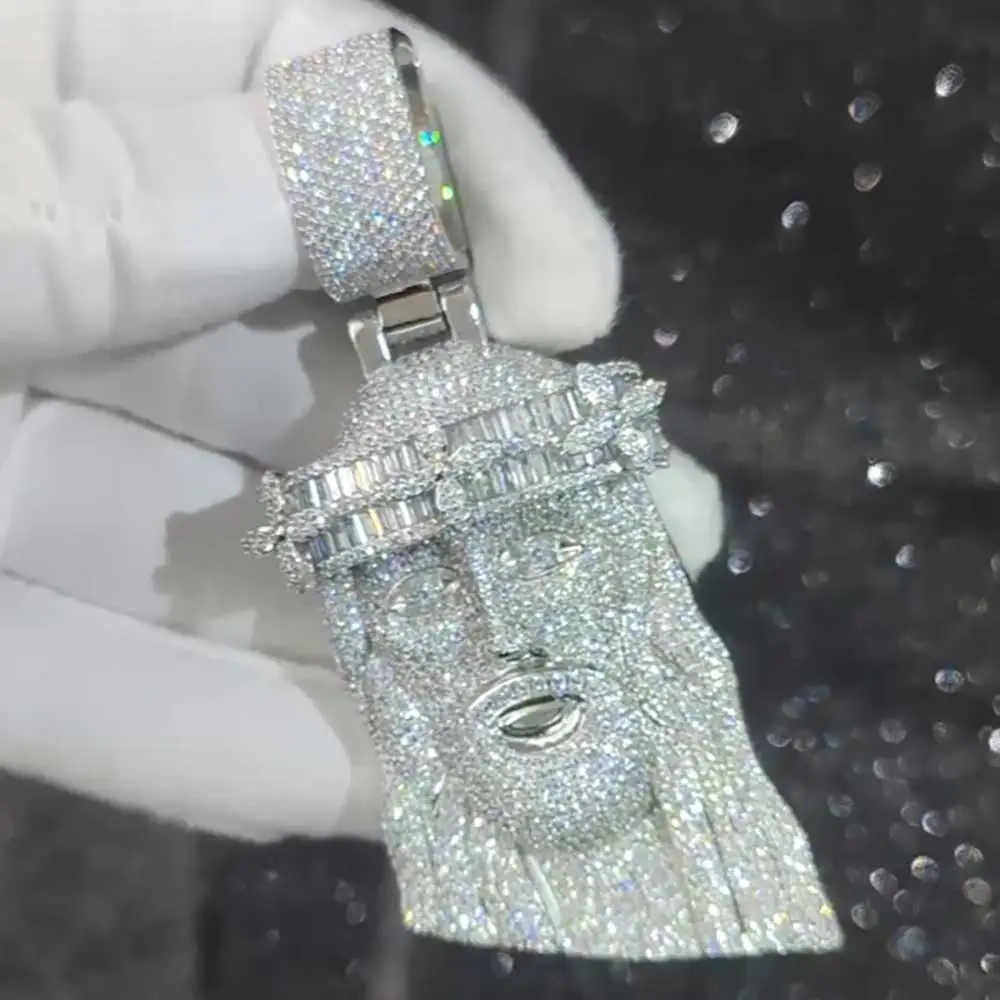 3D Design Hip Hop Rapper CZ Jesus Pendant Jewelry New Arrival Mixed Inlay Flower Crown Big Jesus Iced Out Pendant Necklace