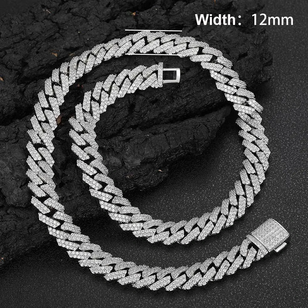 Drop Shipping Hip Hop Cuban Link Chain Necklace Silver/18k Gold Plated 10/12/14/15/20mm Iced Out Diamond CZ Gift for Him/Her
