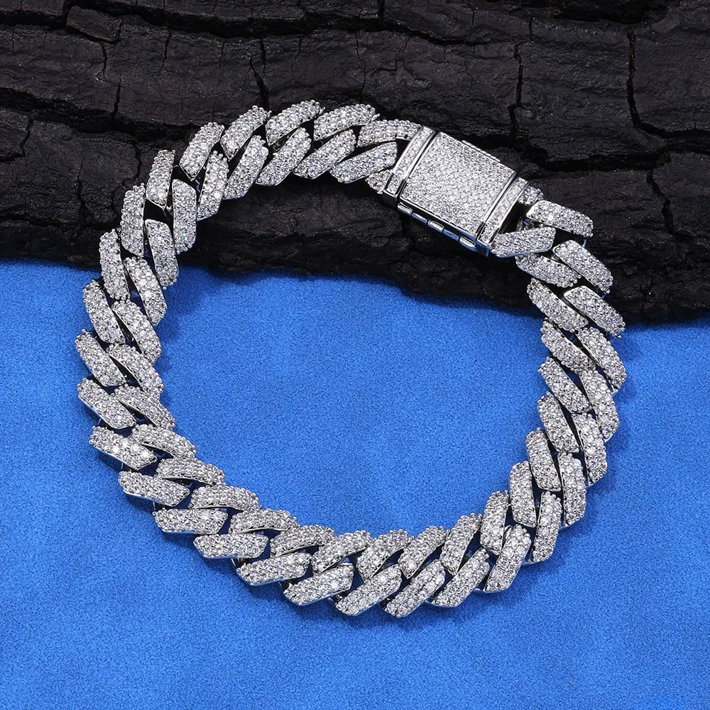 10MM Bling Ice out Cuban Bracelet Copper With Cubic Zircon Cuban Link Chain Hip Hop 2 Rows Ice Out Jewelry For Men Women