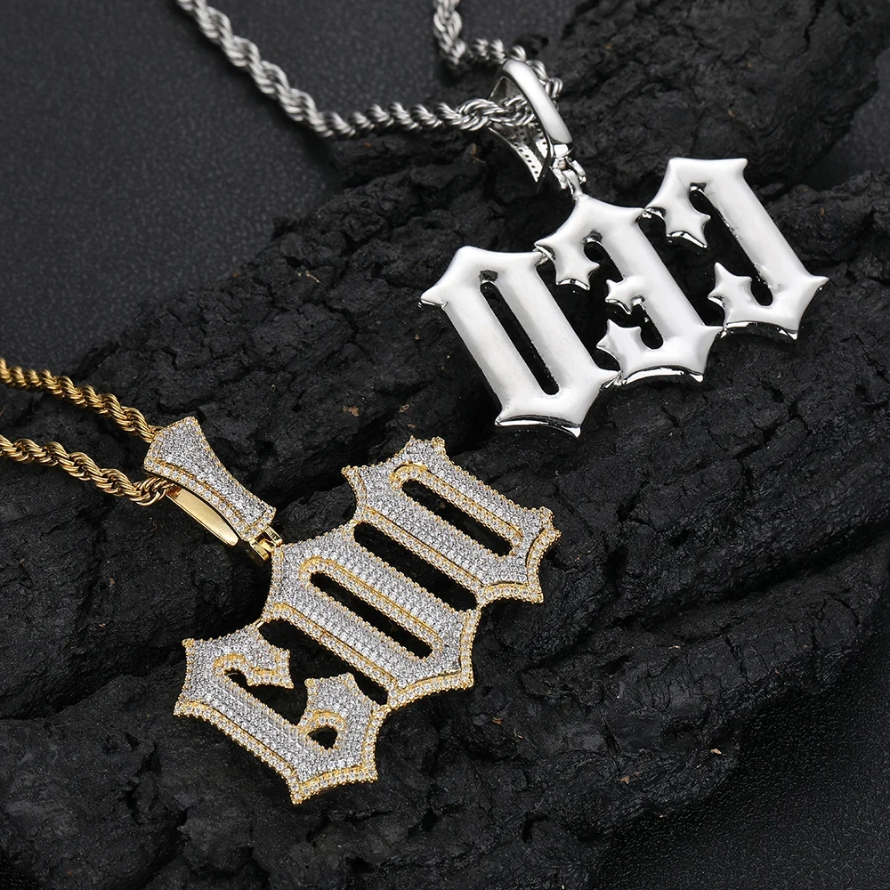Custom New Charm Initial/Number Personalized Pendant 18k Gold Plated Bling Iced Out CZ Old English Name Plate Pendant  ﻿