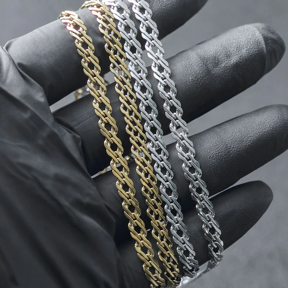 ESKEEM Hip Hop 4mm Stainless Steel Chain Necklace Steel Cuban Link Style Bling Fashion Jewelry