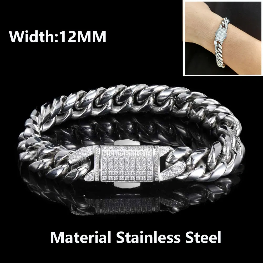 Hip Hop Rapper Rock Jewelry Cuban Link Fashion Luxury Stainless High Quality Multiple styles Bracelet For Women