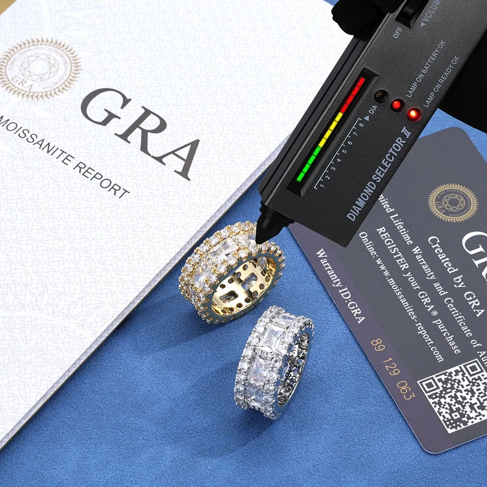 Sparkling Lab VVS Diamond 925 Silver Ring Jewelry Double Row Stone Moissanite Eternity Ring For Women And Man