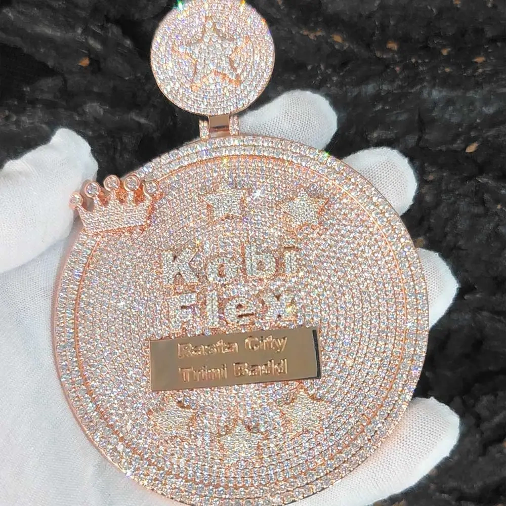 Hip Hop Custom Letter Name Logo Pendant Necklace with Zircon Diamond Polygonal Personality Exaggerated Medal