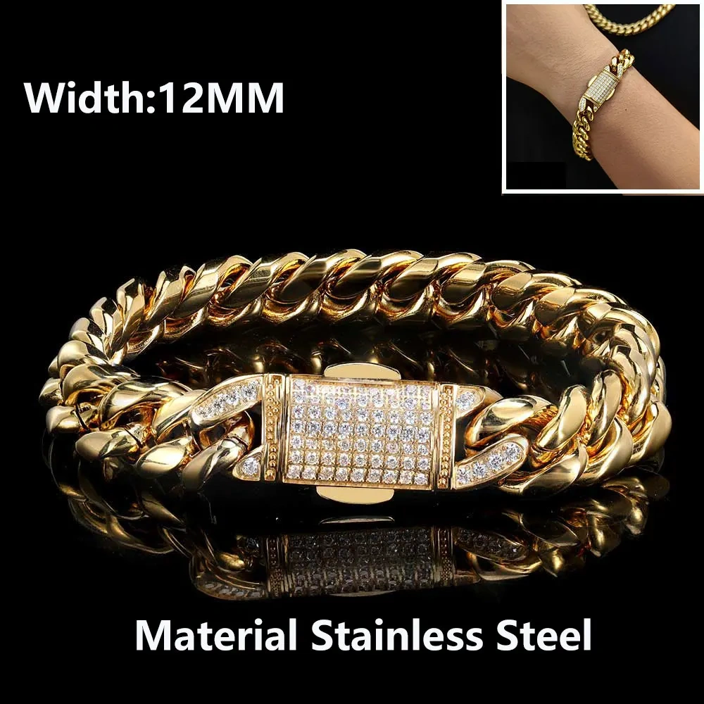 Hip Hop Rapper Rock Jewelry Cuban Link Fashion Luxury Stainless High Quality Multiple styles Bracelet For Women