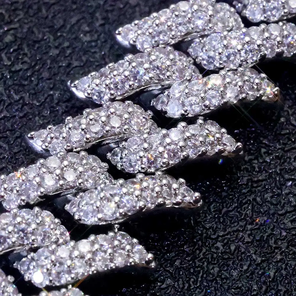 New Design Spiked Thorn Iced Out Bracelet Bling Full Pave Zircon Miami Cuba Link Chains Hip Hop Style Necklace