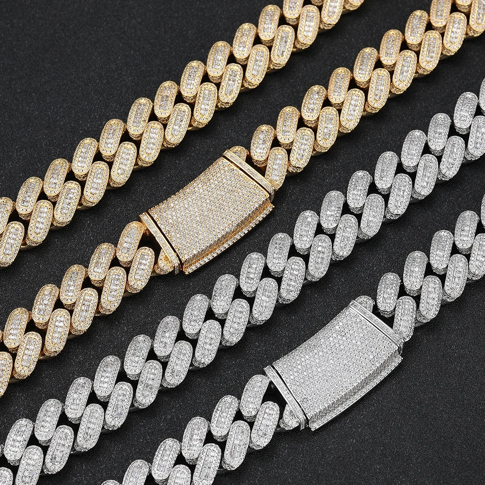18mm Mixed Inlay Diamond Cuban Necklace Hip Hop Long Clasp Big And Heavy Iced Cuban Chain For Men Rapper Jewelry