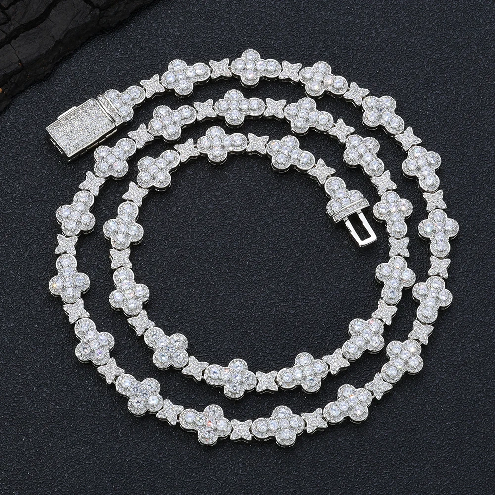 Hip Hop Jewelry Iced Out Full Pave Cubic Zirconia Star Cross Choker Necklace Shiny Diamond Cross Link Chain Women Men Fine Gift