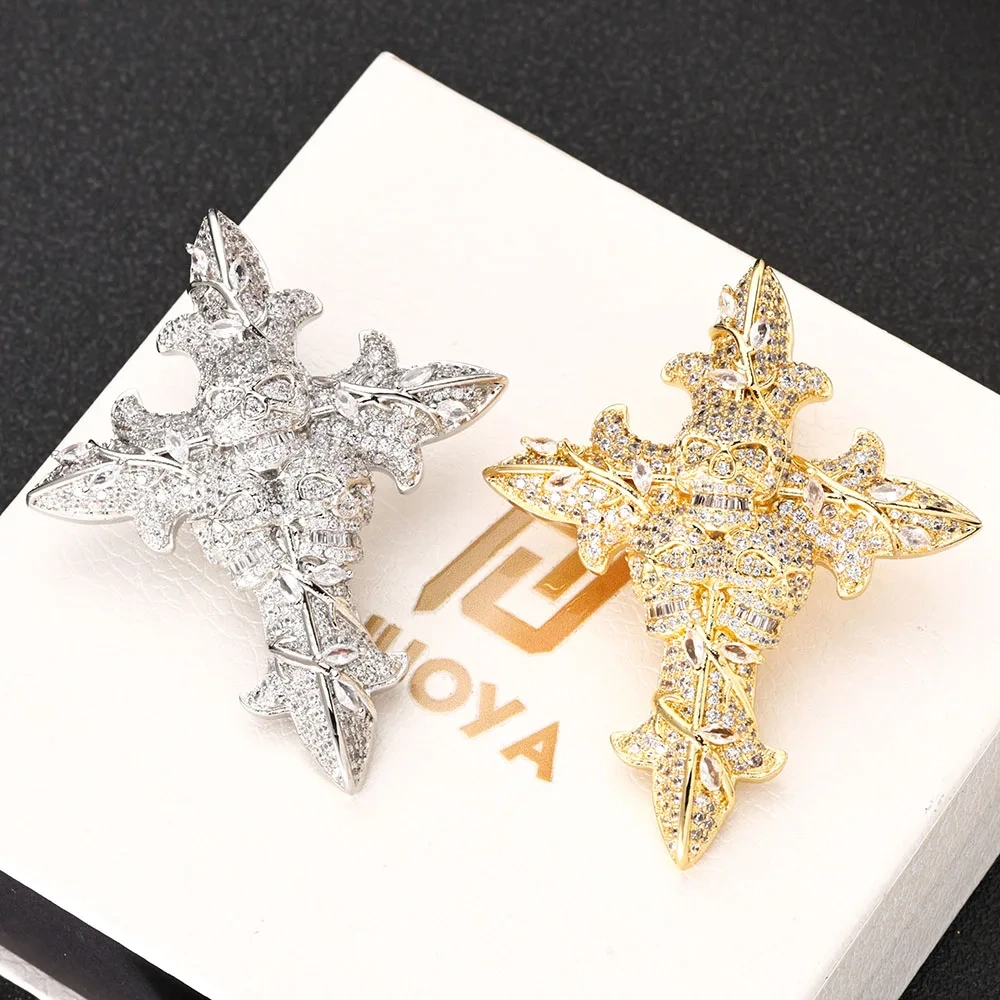 Iced Out Jewelry Hip Hop Style Solid 2.5" Tall Custom 925 Sterling Silver Cross VVS Moissanite Diamond Pendant