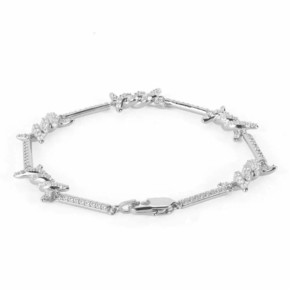 Fashion Women Bling Zircon Cz Necklace Hip Hop Iced Out Link Thorn Chain Choker Party Gift Drop Shipping