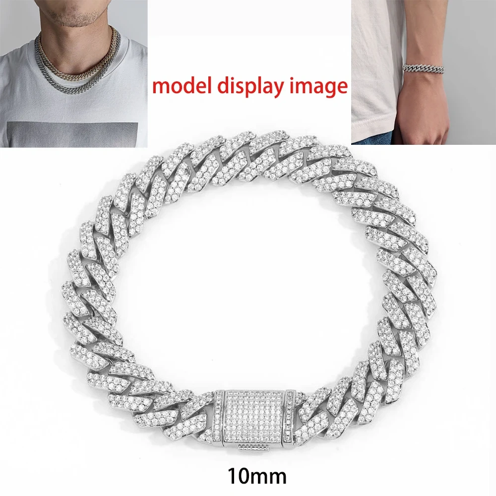 Hip Hop Jewelry 8/10/14/15/16/20/25mm Iced Out Cuban Link Chain Prong Diamond Cubic Zirconia Necklace Various Size Men Women