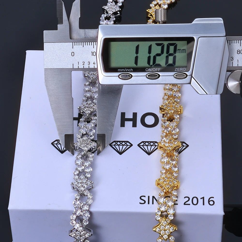 ESKEEM Spring Lock Clasp Bracelet Iced Out Zircon Four Pointed Star Infinity Design Bling Hip Hop Fine Jewelry