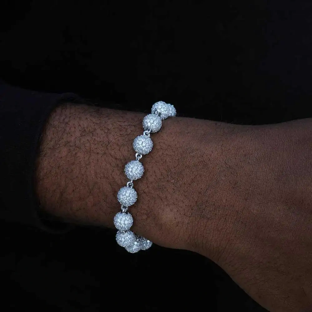 ESKEEM 8mm Ball Shape Link Chain For Women Accessories Iced Out Chain Micro Pave Cz Jewelry Full Diamond Round Bead Necklac