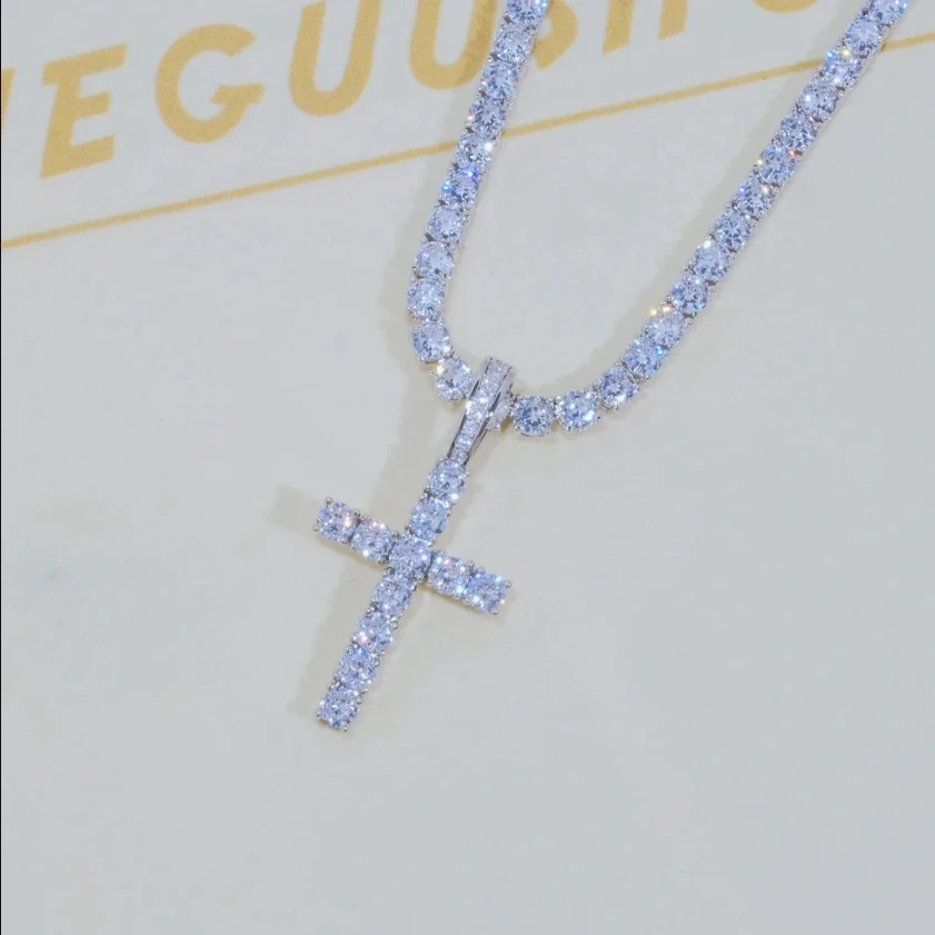 Hip Hop Jewelry Jesus Zircon For Men Women Iced Out Big Cubic Zirconia Cross Pendant Necklace With Tennis Chain
