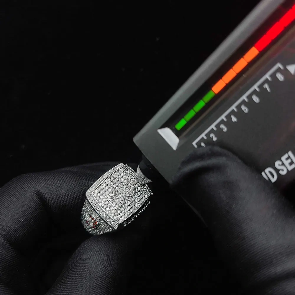Hip Hop Jewelry Moissanite 925 Sterling Silver Rings Iced Out Diamond Personalized Custom Logo Letter Rings For Men Women