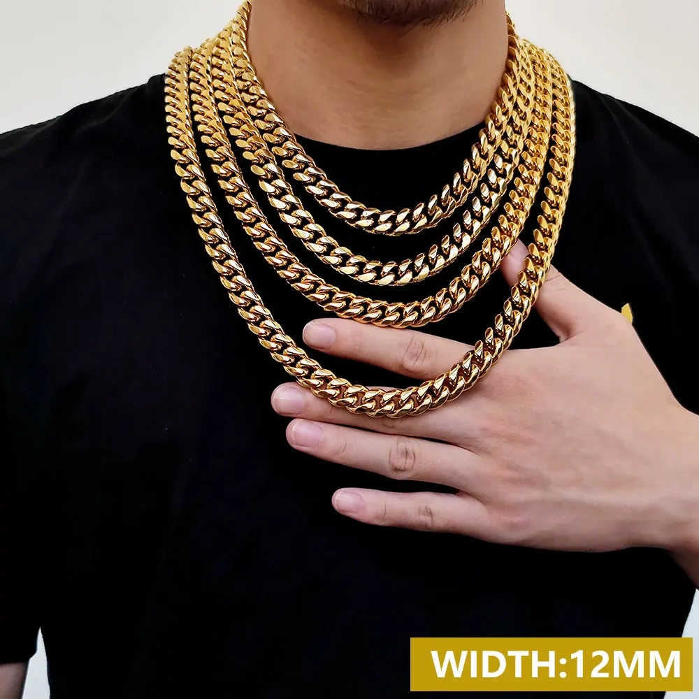 Fashion Jewelry Bling Stone Stainless Steel Hip Hop Cuban Link Chain Necklace Drop Shipping Items For Women