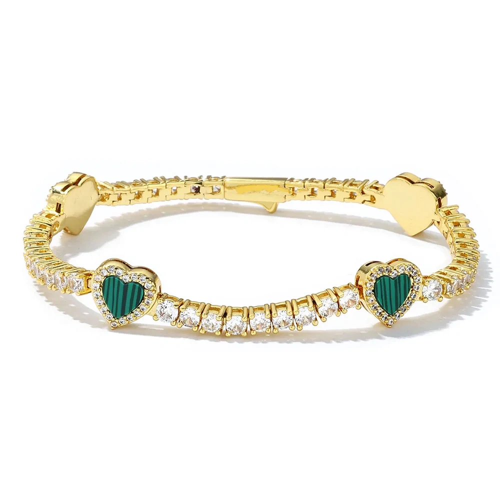 New Design Red/Green Heart Tennis Necklace Bracelet Jewelry Set Jewelry for Woman Classical Necklace Fine Jewelry 5A Zircon