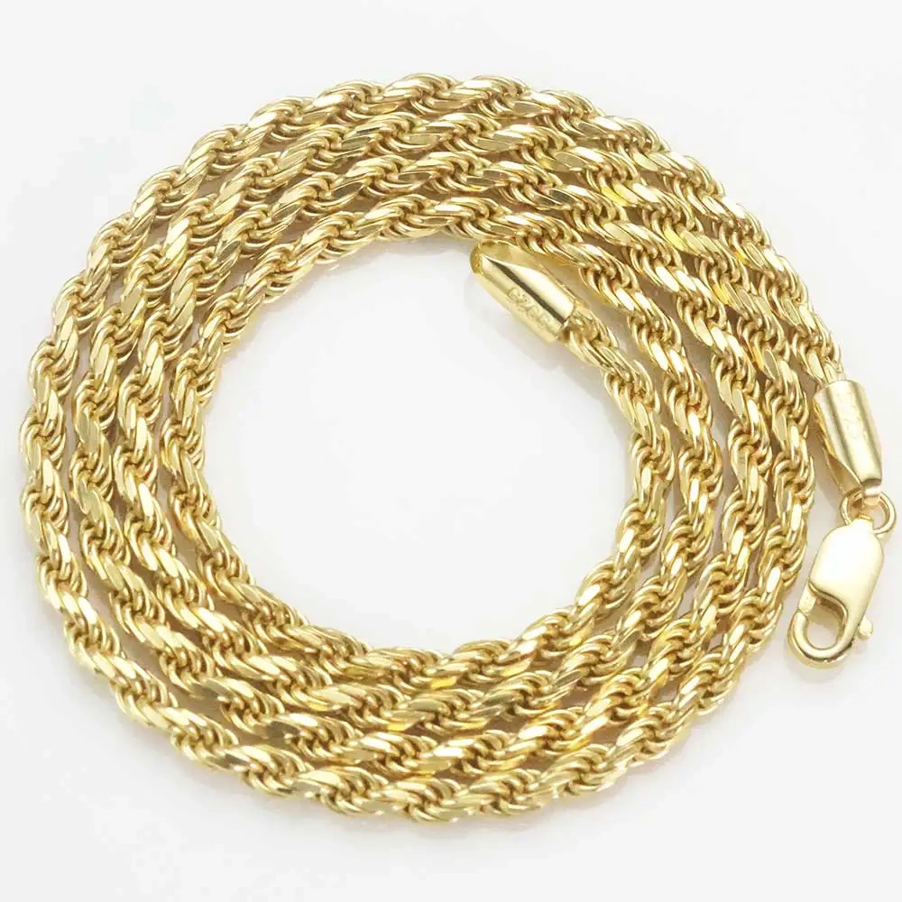 ESKEEM 3MM/5mm Men Women PVD 18k Gold Plated Rope Chain Fine Jewelry 925 Sterling Silver Twist Rope Chain Necklace for Gifts