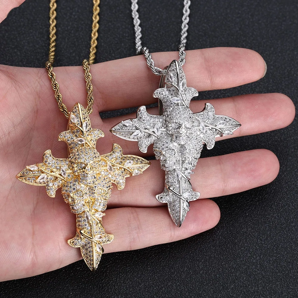 Iced Out Jewelry Hip Hop Style Solid 2.5" Tall Custom 925 Sterling Silver Cross VVS Moissanite Diamond Pendant