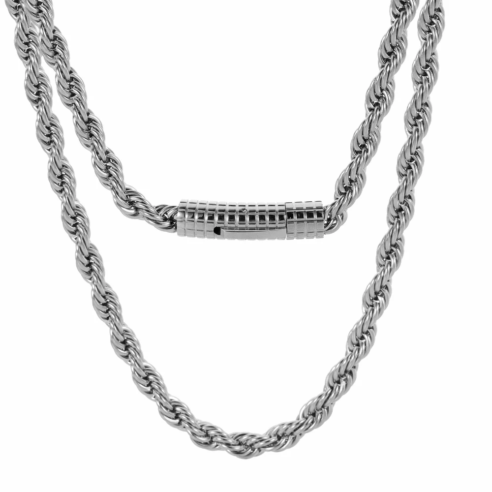 6mm Rope Chain Necklace Stainless Steel Never Fade Waterproof Choker Men Women Jewelry Gold Color Chains Gift