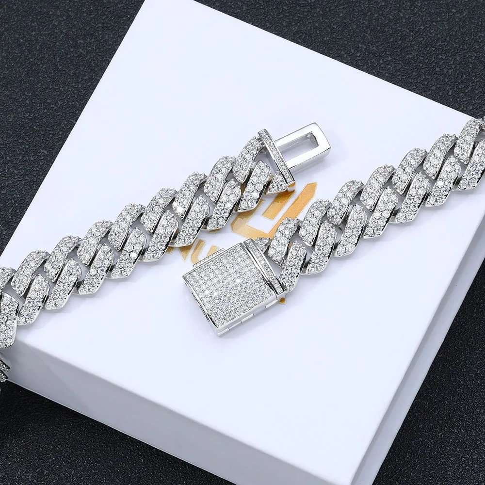 15mm Zircon Prong Cuban Link Chain Women Choker Cubic Zircon Luxury Bling CZ Iced Out Necklace Hiphop Men Jewelry