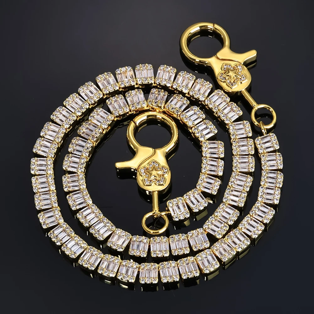 ESKEEM Punk Iced Cubic Zirconia Tennis Chain for Women Men Metal Wallet Jeans Link Key Waist Chain Jewelry
