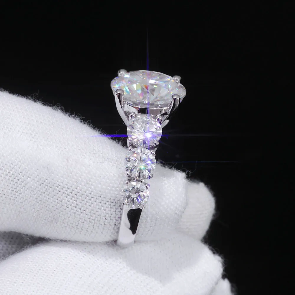 ESKEEM Custom 925 Silver 5CT Moissanite Ring Big Round Cut Diamond Luxury Sterling Silver Vvs Moissanite Rings for Women Gift