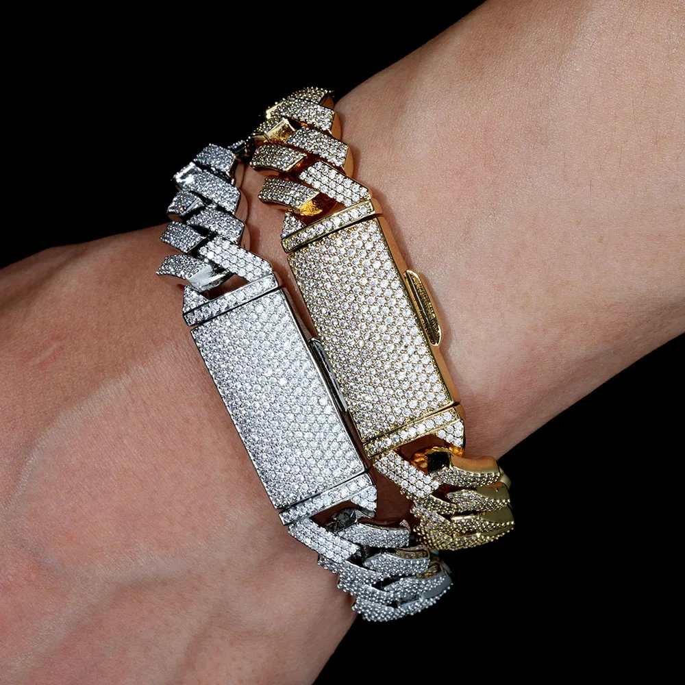 Hip Hop Jewelry 16mm Cuban Link Chain Iced Out Round Setting Diamond Stones Bling 3 Rows Miami CZ Necklace Men's Gift