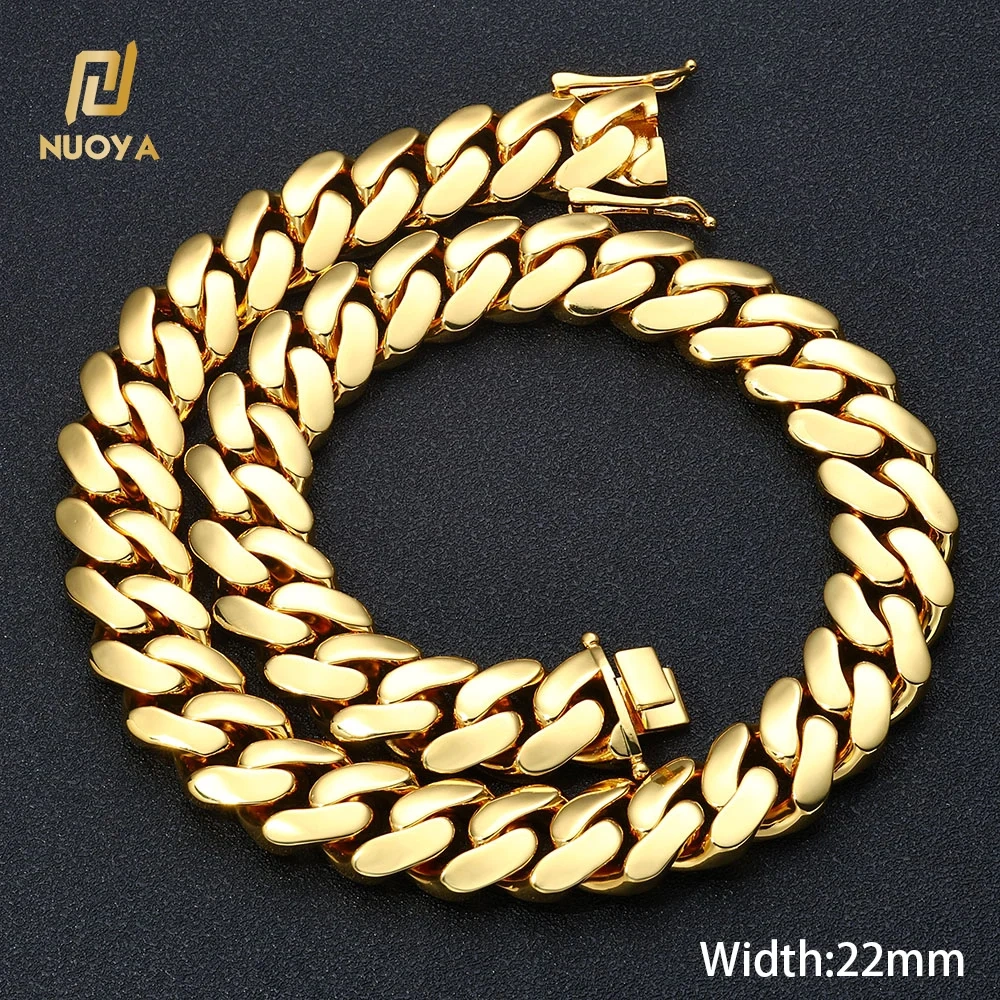 ESKEEM Wholesale 10/12/15/22mm 14K/18K Gold Plated Heavy Miami Cuban Link Chain Necklace for Men Hip Hop Jewelry Cuban Chains