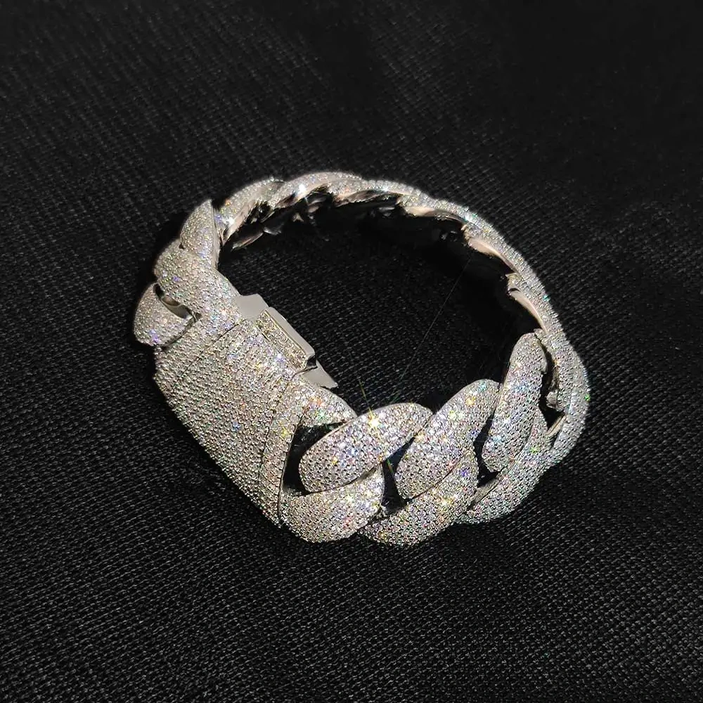 Hip Hop Rock Exaggerated 22mm Chunky Cuban Link Men Choker Jewelry Iced Out Full Cuban Link Chain Bracelet For Men