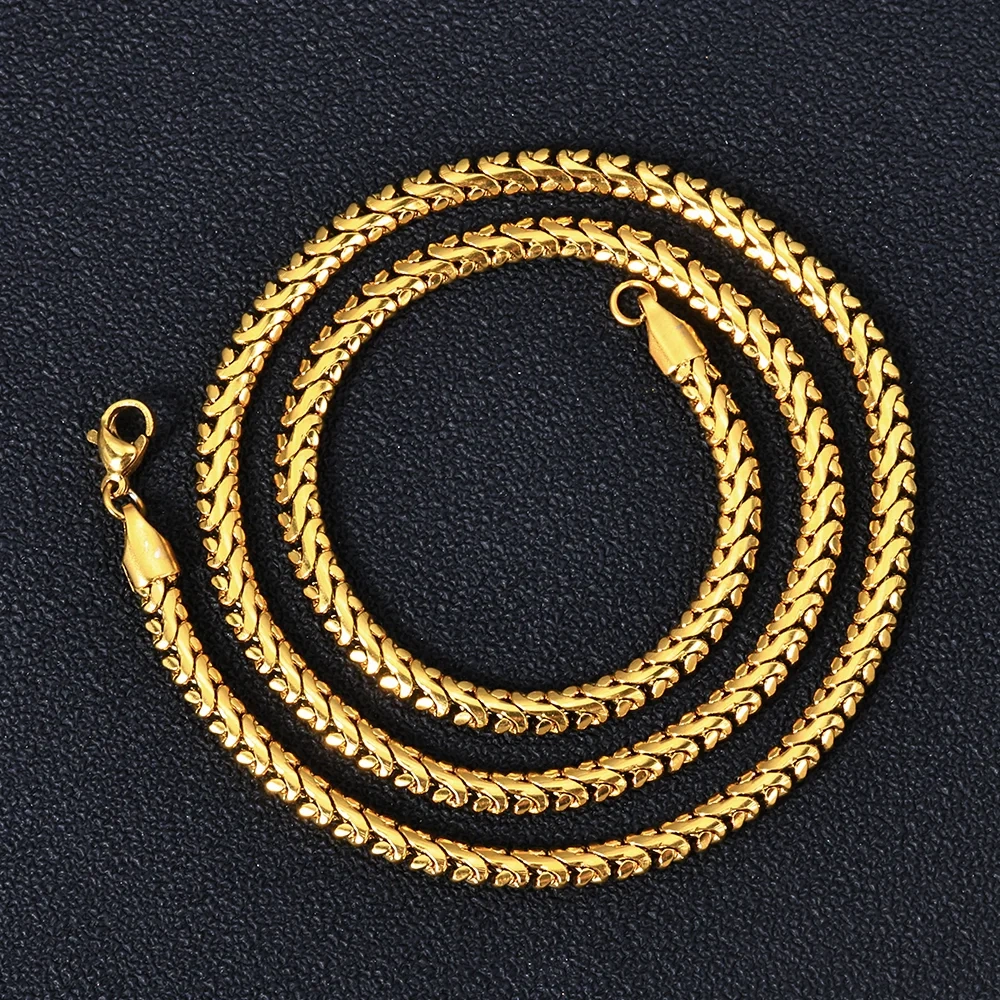 Hip Hop Luxury Stainless Steel 4mm Cuban Link Chain Necklace PVD 18K Gold Plated Chain Jewelry