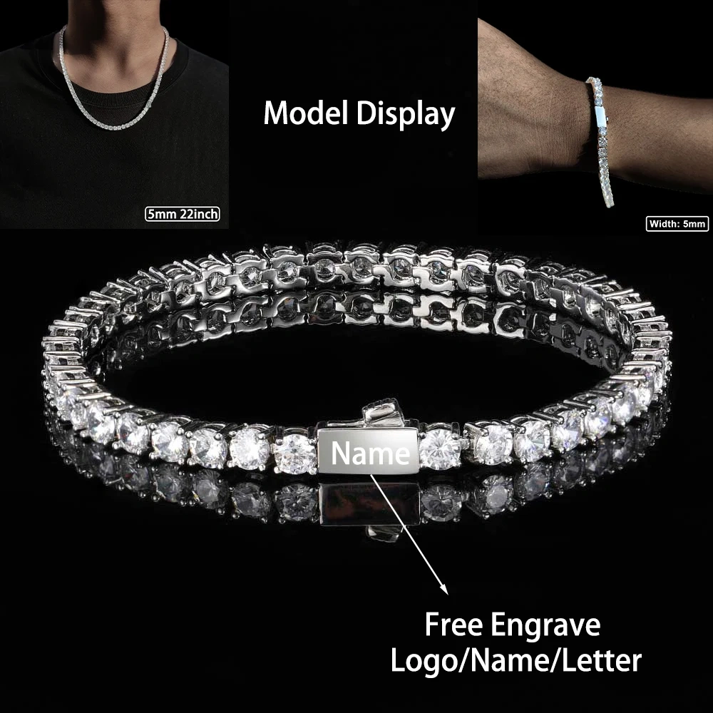 Tennis Chain 3mm 4mm 5mm 1 Row Bling Zircon Copper Material Necklace Hip Hop Man and Women Iced Out Jewelry