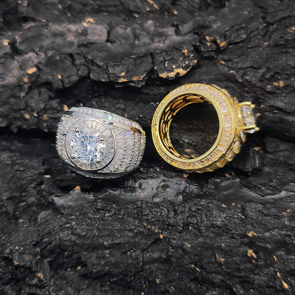 925 Sterling Silver Moissanite Ring D VVS Geometric Baguette Iced Out Ring with GRA  Hip-Hop Jewelry