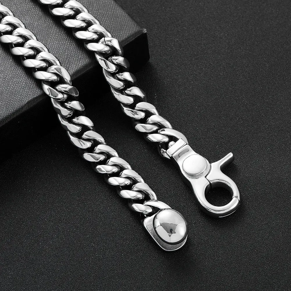 Hip Hop Stainless Steel Jewelry Cadena Hombre Miami Cuban Link Chain Men Necklace