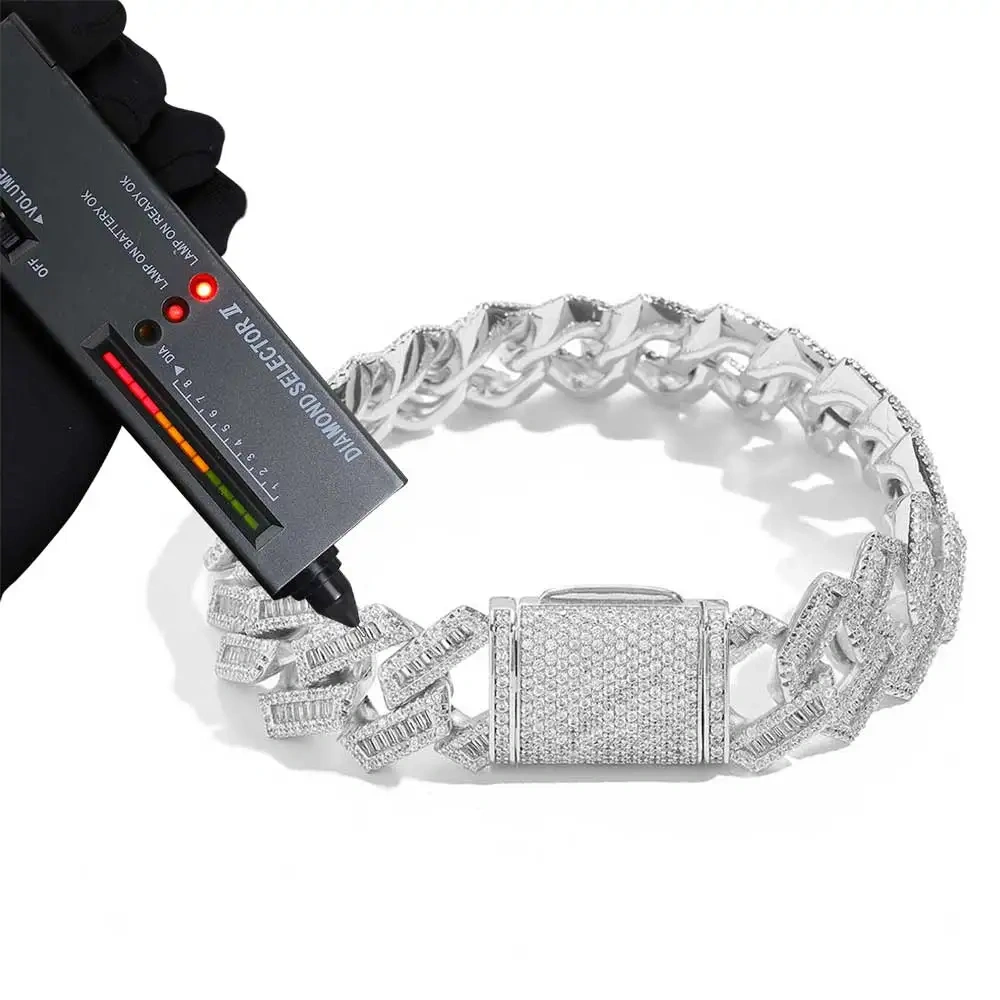 Hip Hop Jewelry VVS Cuban Link Chain 1/2/3 Rows 8/10/14/15/18/19/20/25mm 925Sterling Silver D Moissanite Miami Cuban Necklace